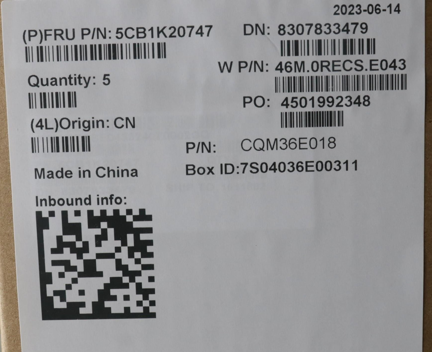 Lenovo Upper Case ASM_UKE W82XX AB 5CB1K20747