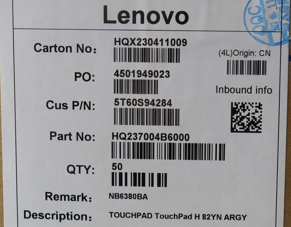 Lenovo H 82YN ARGY Touchpad Board 5T60S94284