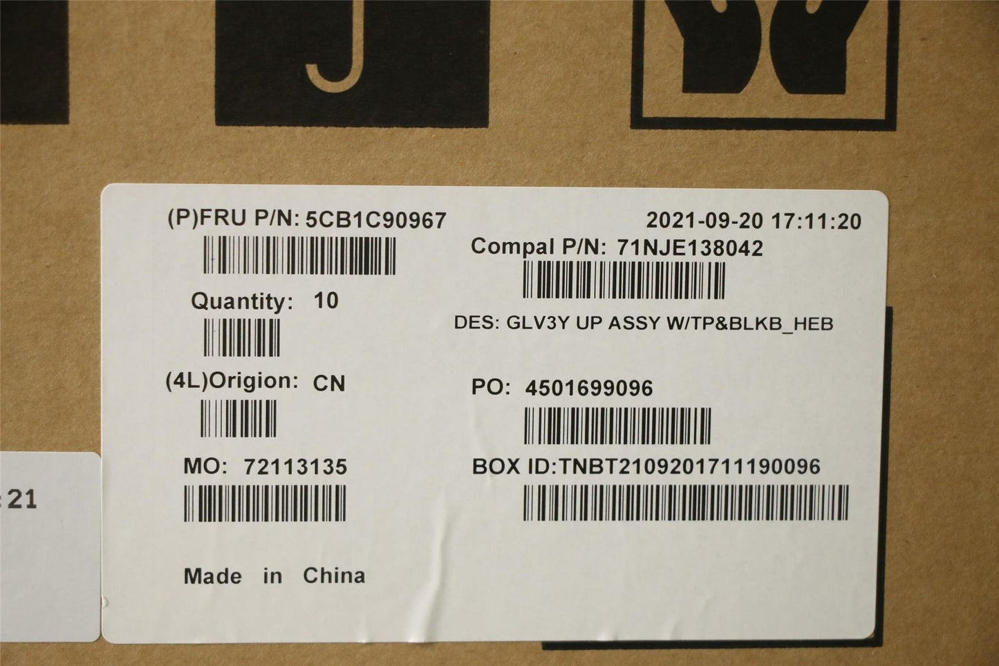 Lenovo Upper Case ASM_HBW C 20WE BLKB N 5CB1C90967