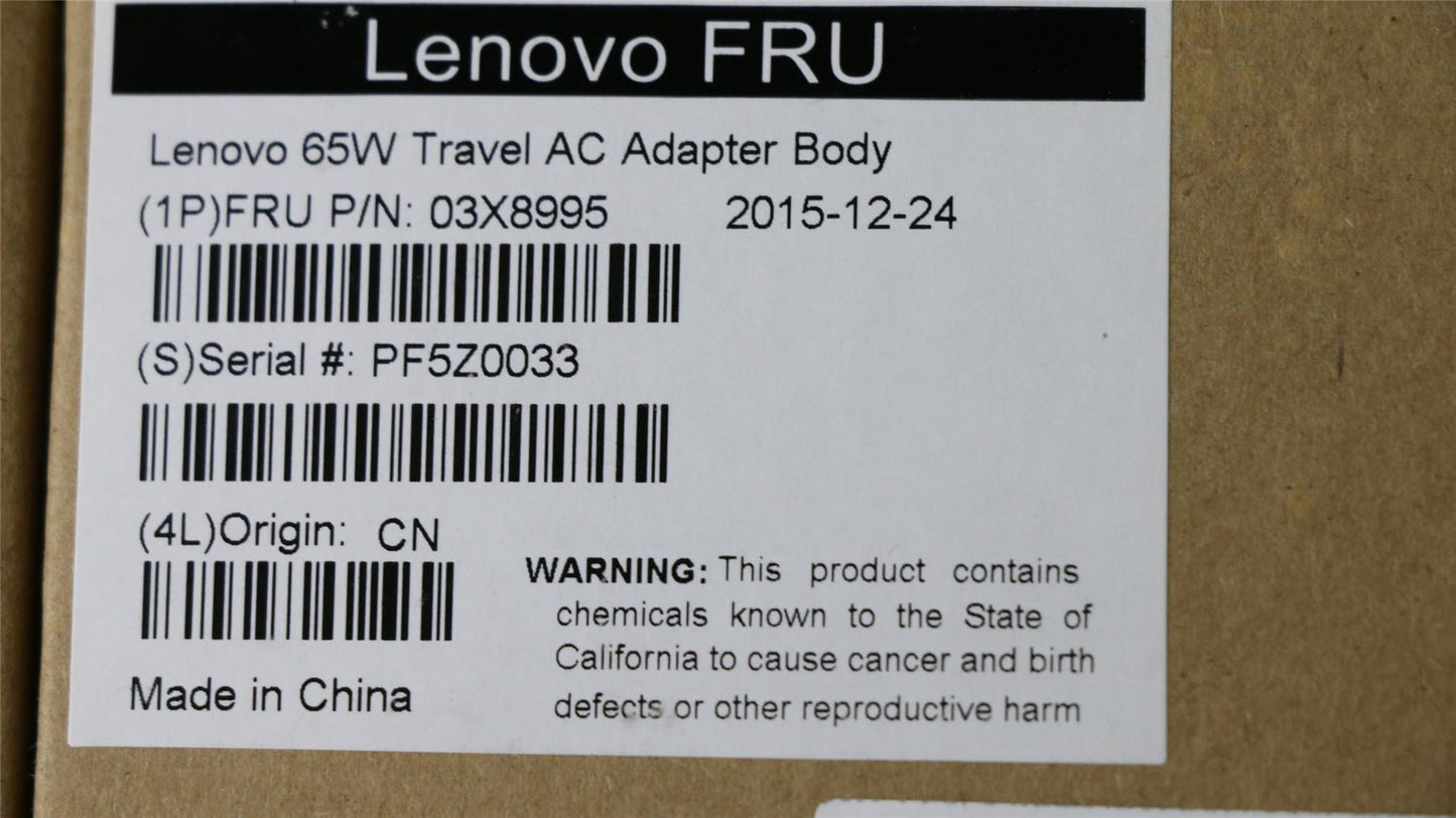 Lenovo PWR ADP_BO 65W Travel AC adapter body PN 03X8995