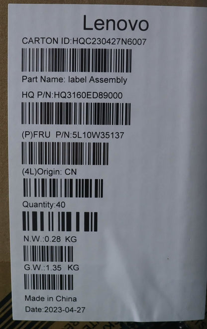 Lenovo LABEL Label H 21EV FRU label kit 5L10W35137