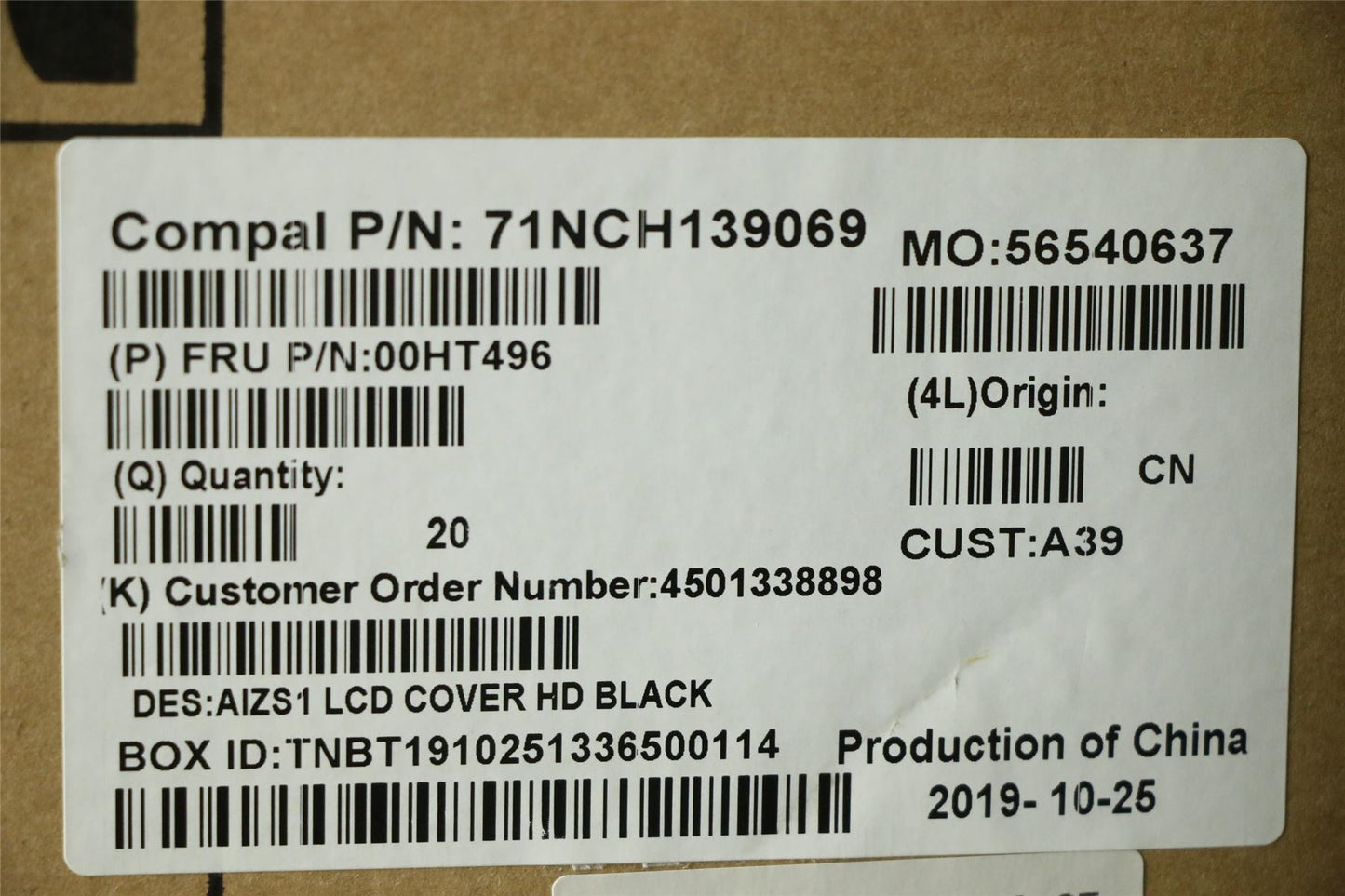 Lenovo Yoga 260 LCD Cover Rear Back Housing Black 00HT496
