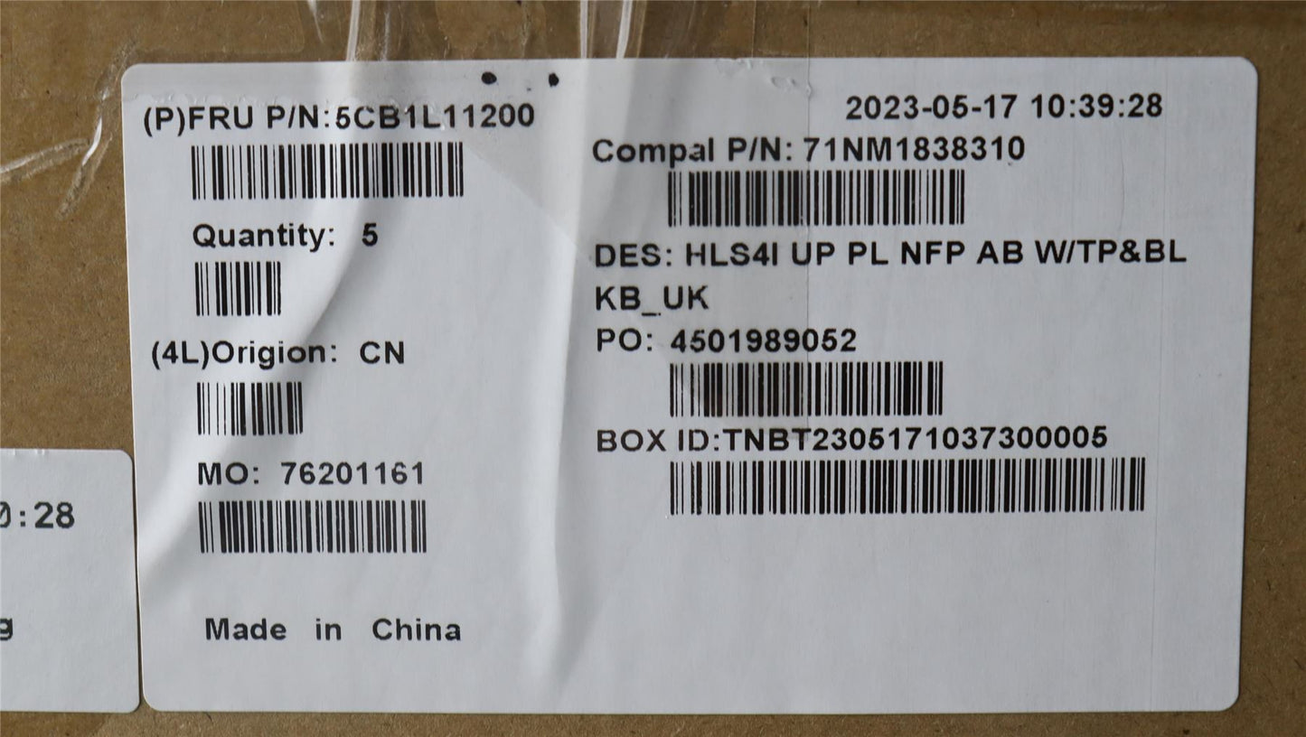 Lenovo Slim 5 14IRL8 Keyboard Palmrest Top Cover UK Blue Backlit 5CB1L11200