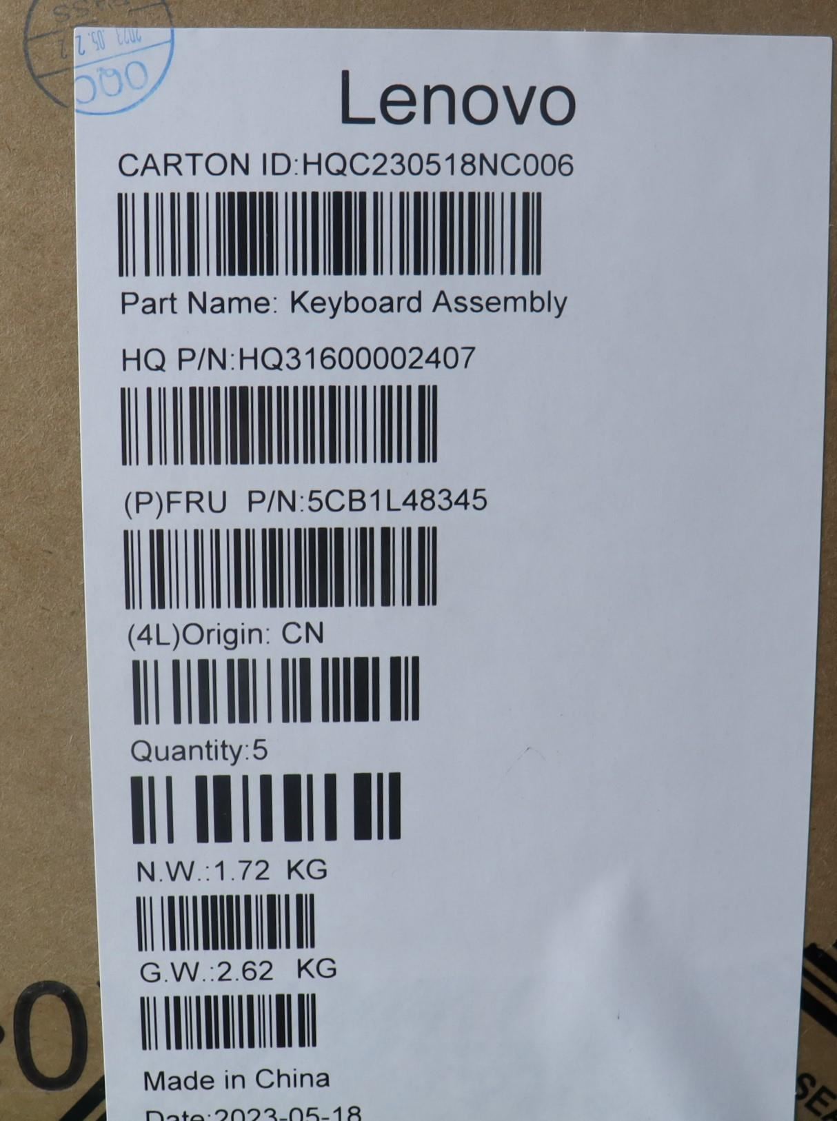 Lenovo Yoga 7 14ARP8 Palmrest Cover Keyboard French Blue 5CB1L48345