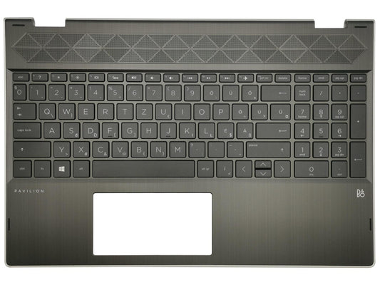 HP Pavilion 15-CR Palmrest Cover Keyboard Hungarian Silver Backlit L20849-211