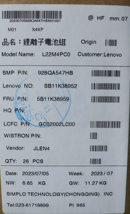 Lenovo Legion 16p G4 IRH 5 16IRX8 5 16ARX8 7 16IRX8H Battery 5B11K38961
