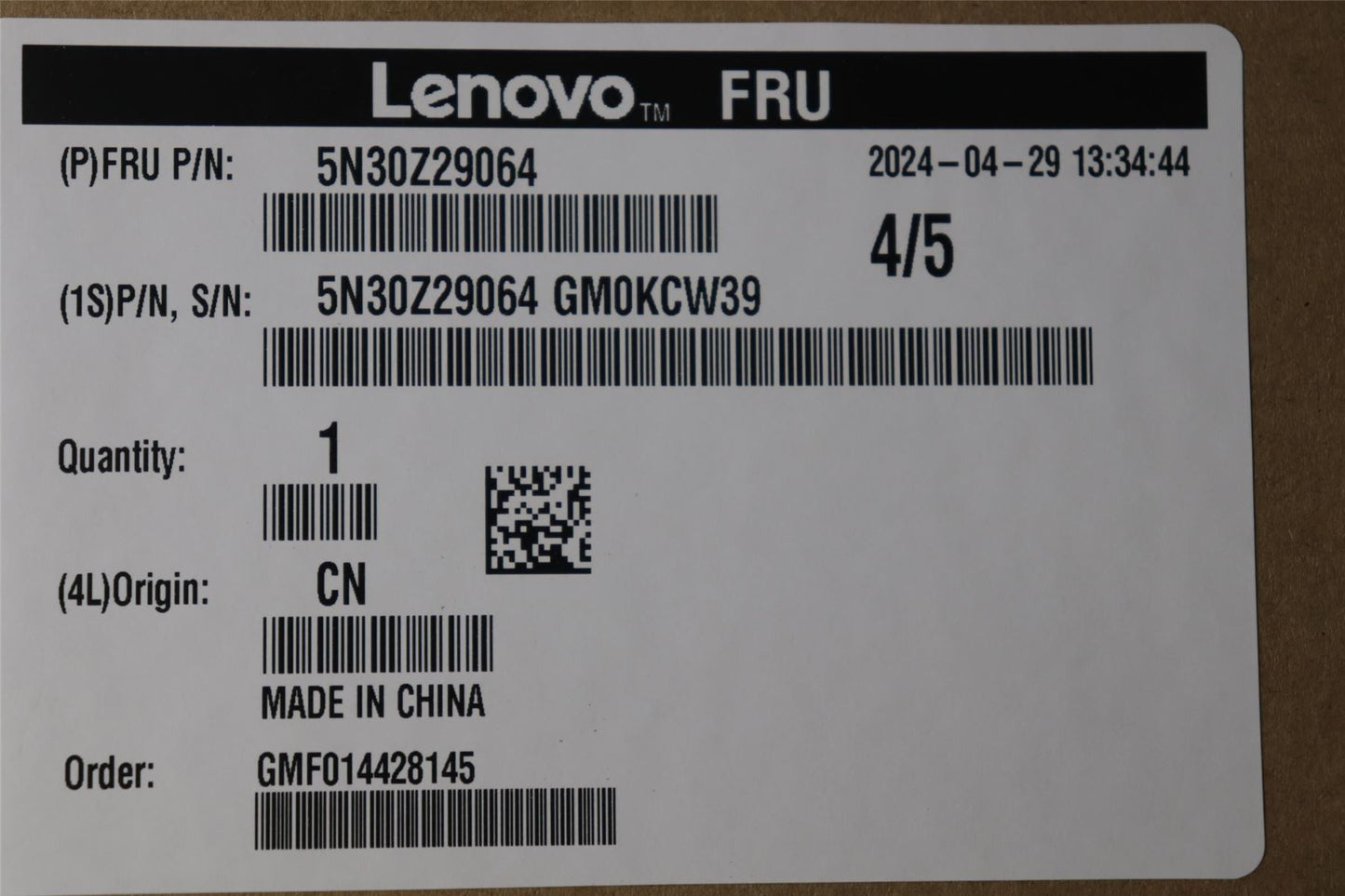 Lenovo 5N30Z29064 NETWRK_CRD BLD 8111FP PCIEx1 1000M LP