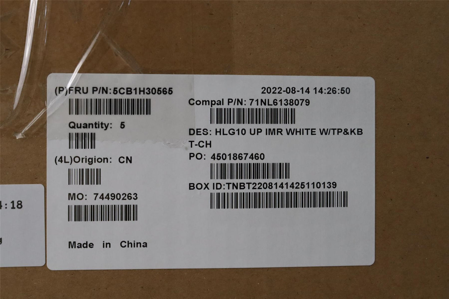 Lenovo Upper Case ASM_TC 82S9 WHT 5CB1H30565