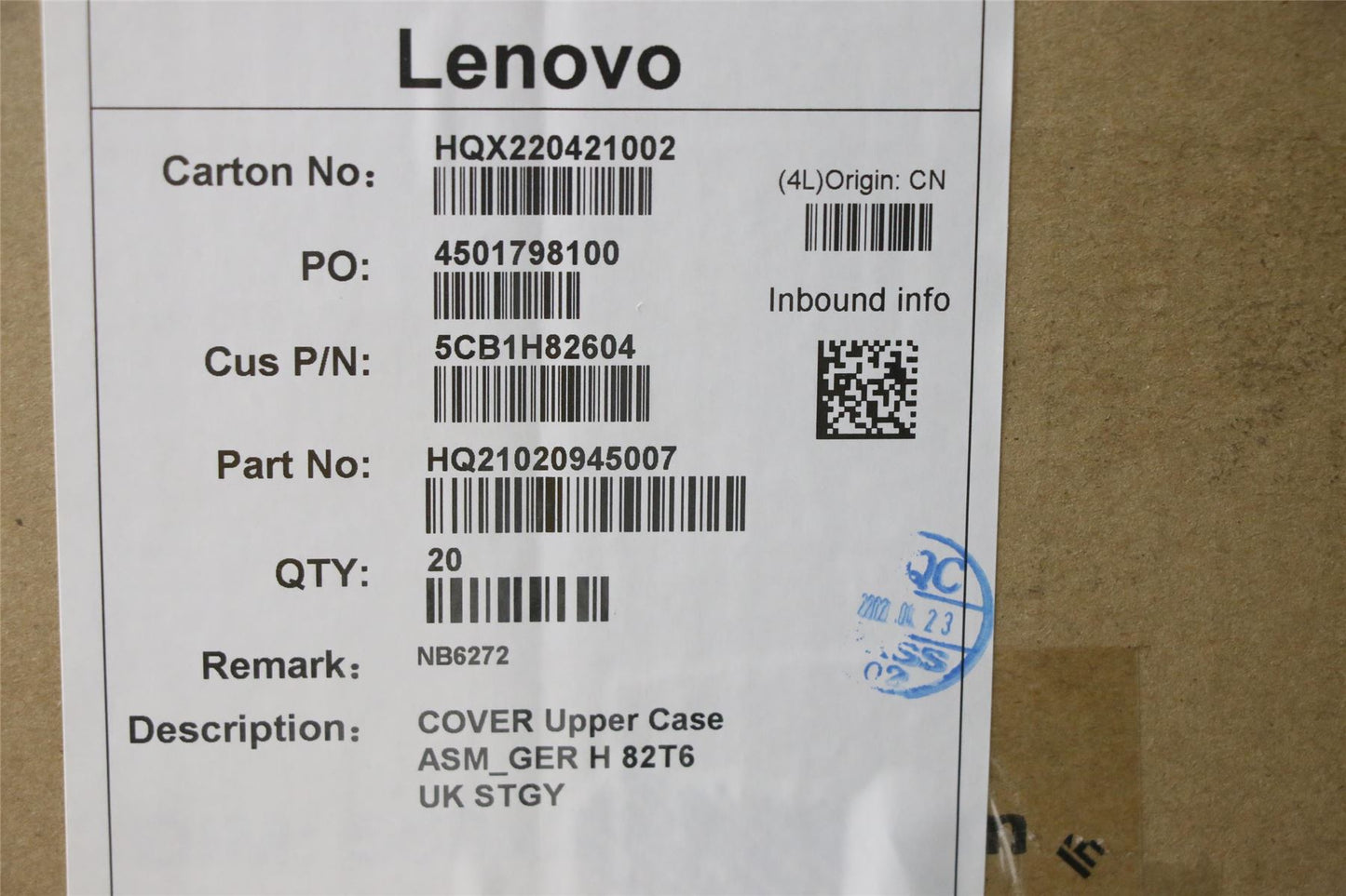 Lenovo Duet IP 3 11Q727 Dock Keyboard Palmrest Touchpad German Grey 5CB1H82604