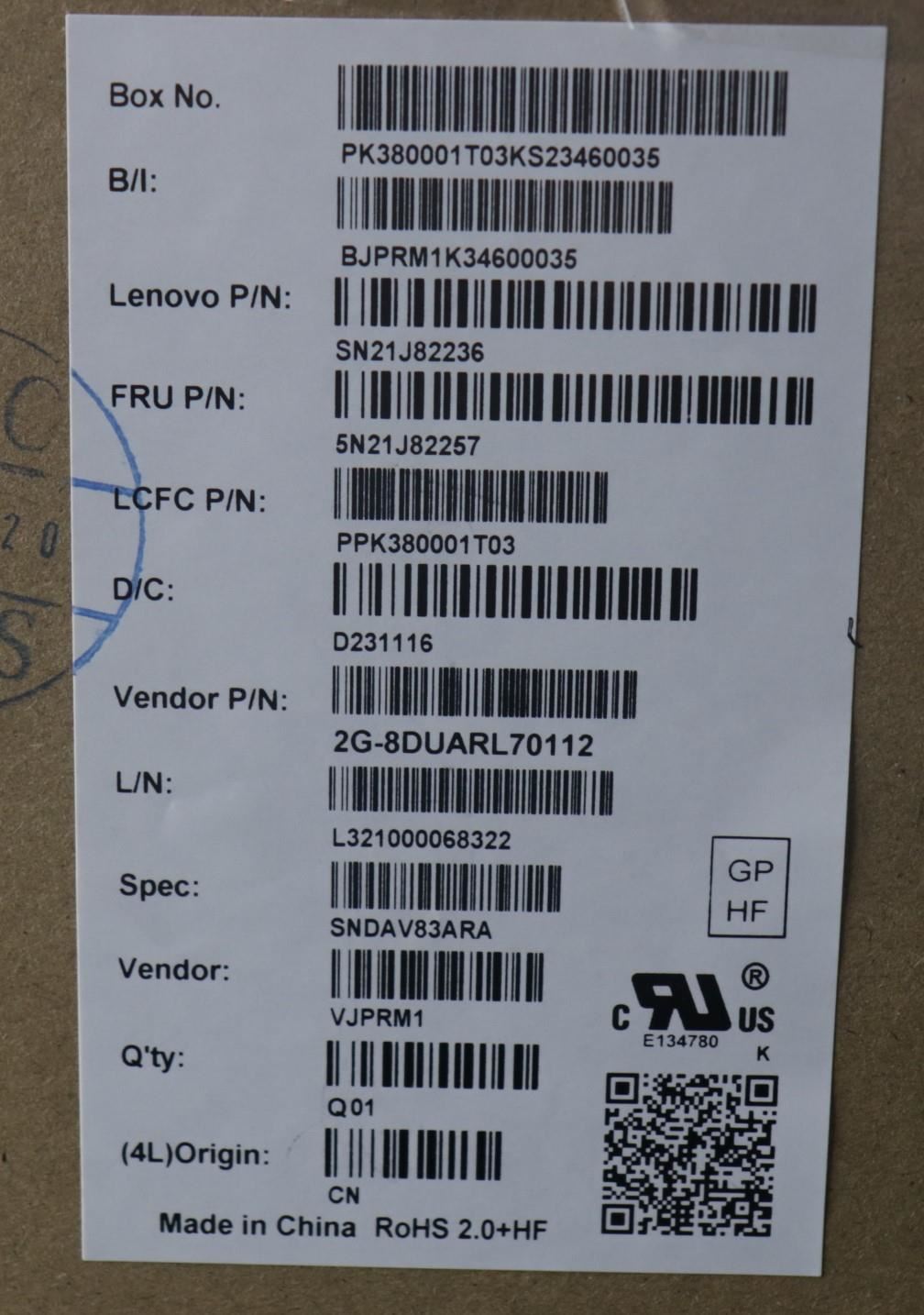 Lenovo NDA-V KBD,LBL-2,PMX,ARA 5N21J82257