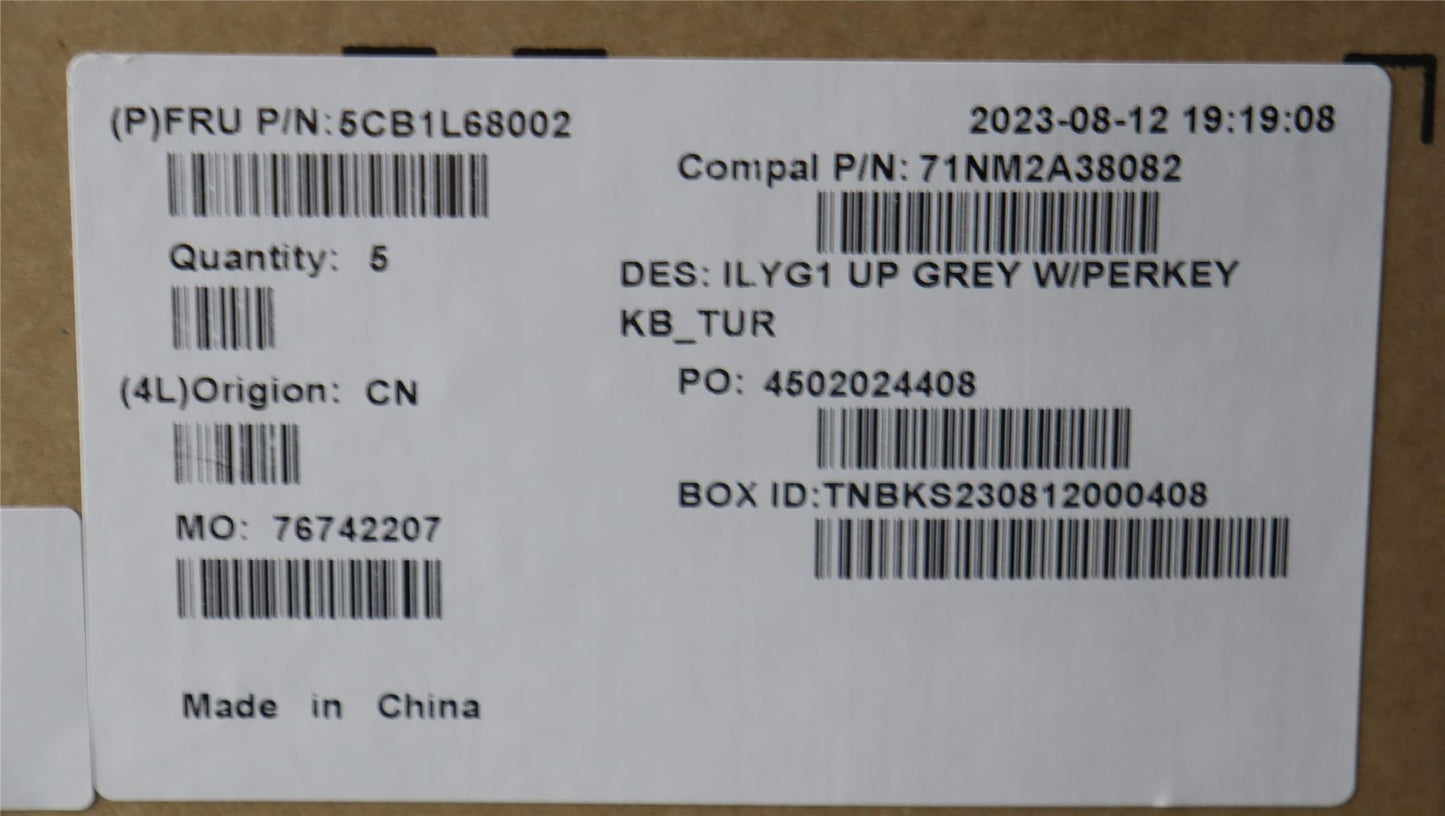 Lenovo Legion S7 16IRH8 Keyboard Palmrest Top Cover Turkish Grey 5CB1L68002