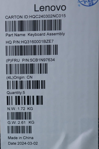 Lenovo UpperCaseASM ARA H83DJ FP SG 5CB1N97634