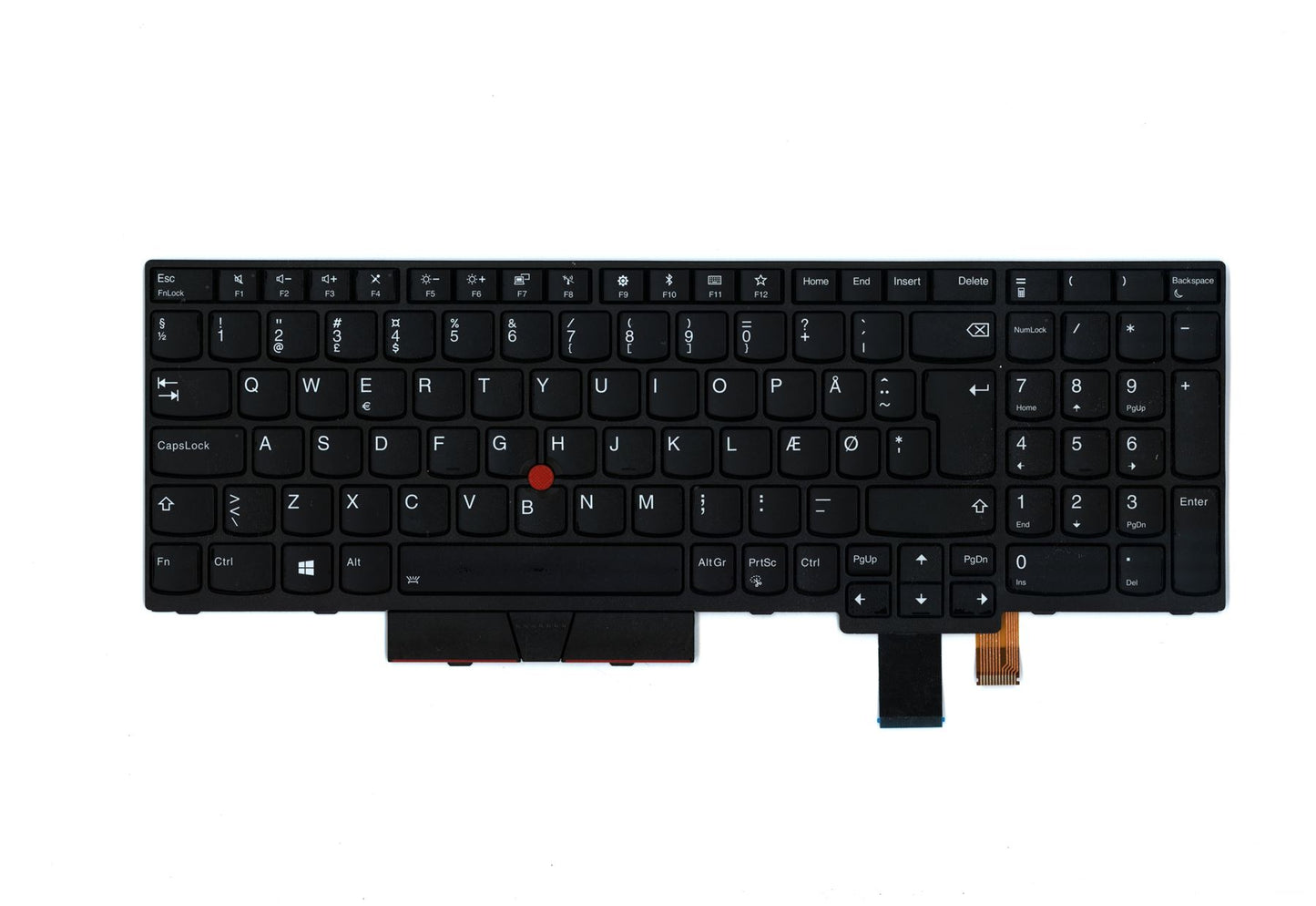 Lenovo ThinkPad T580 P52s Keyboard Danish Black Backlit 01HX228