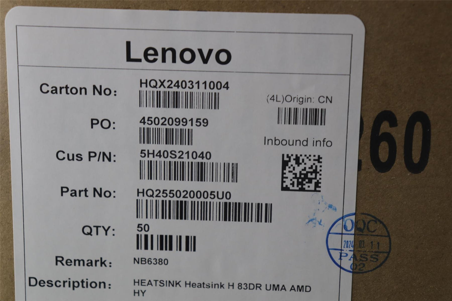 Lenovo HEATSINK Heatsink H 83DR UMA AMD HY 5H40S21040