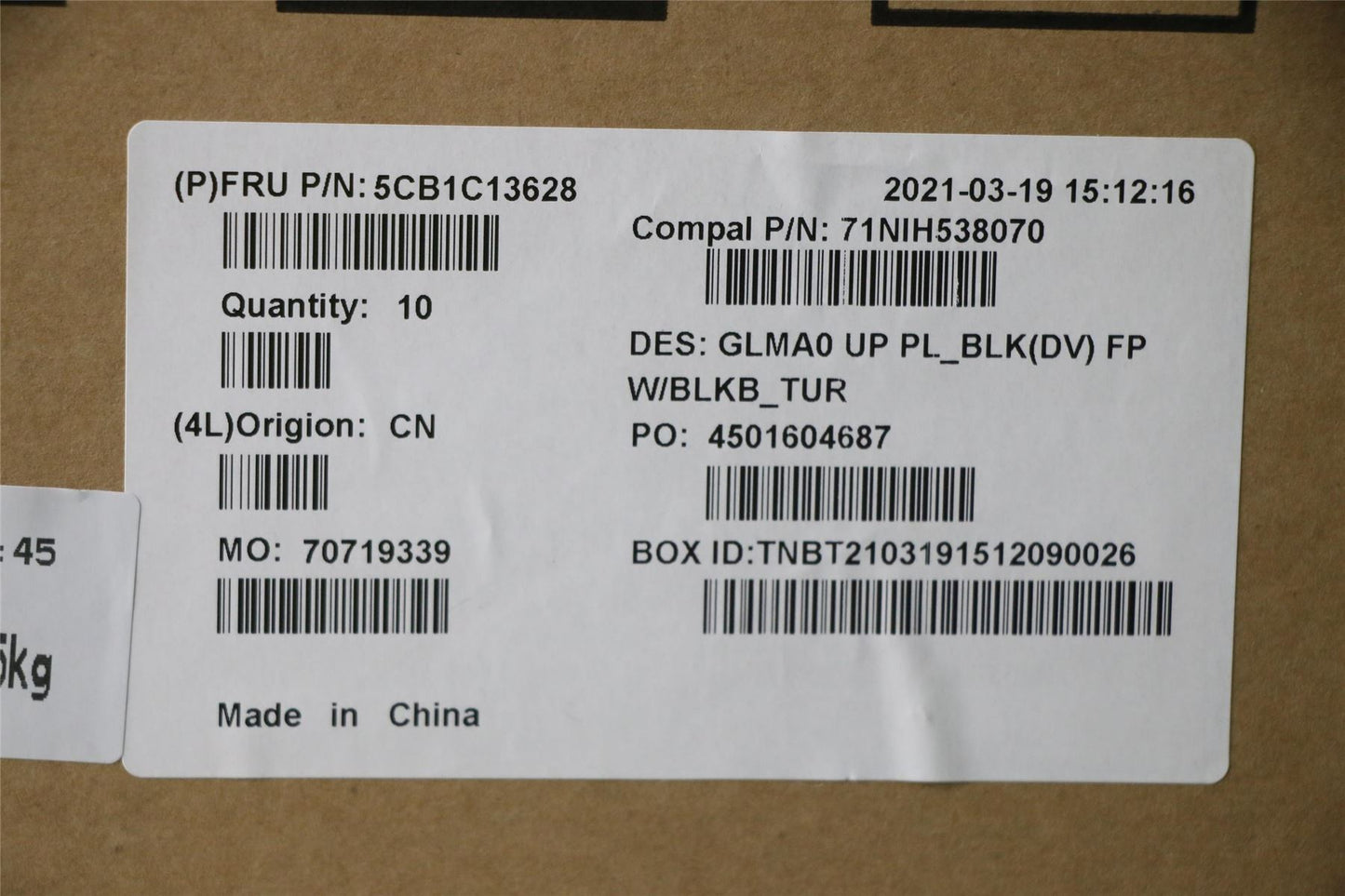 Lenovo Upper C82LM PL_BLKD FP BLKB_TUR 5CB1C13628