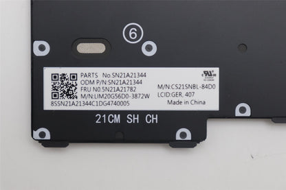 Lenovo ThinkPad X13 2 Keyboard German Black 5N21A21782