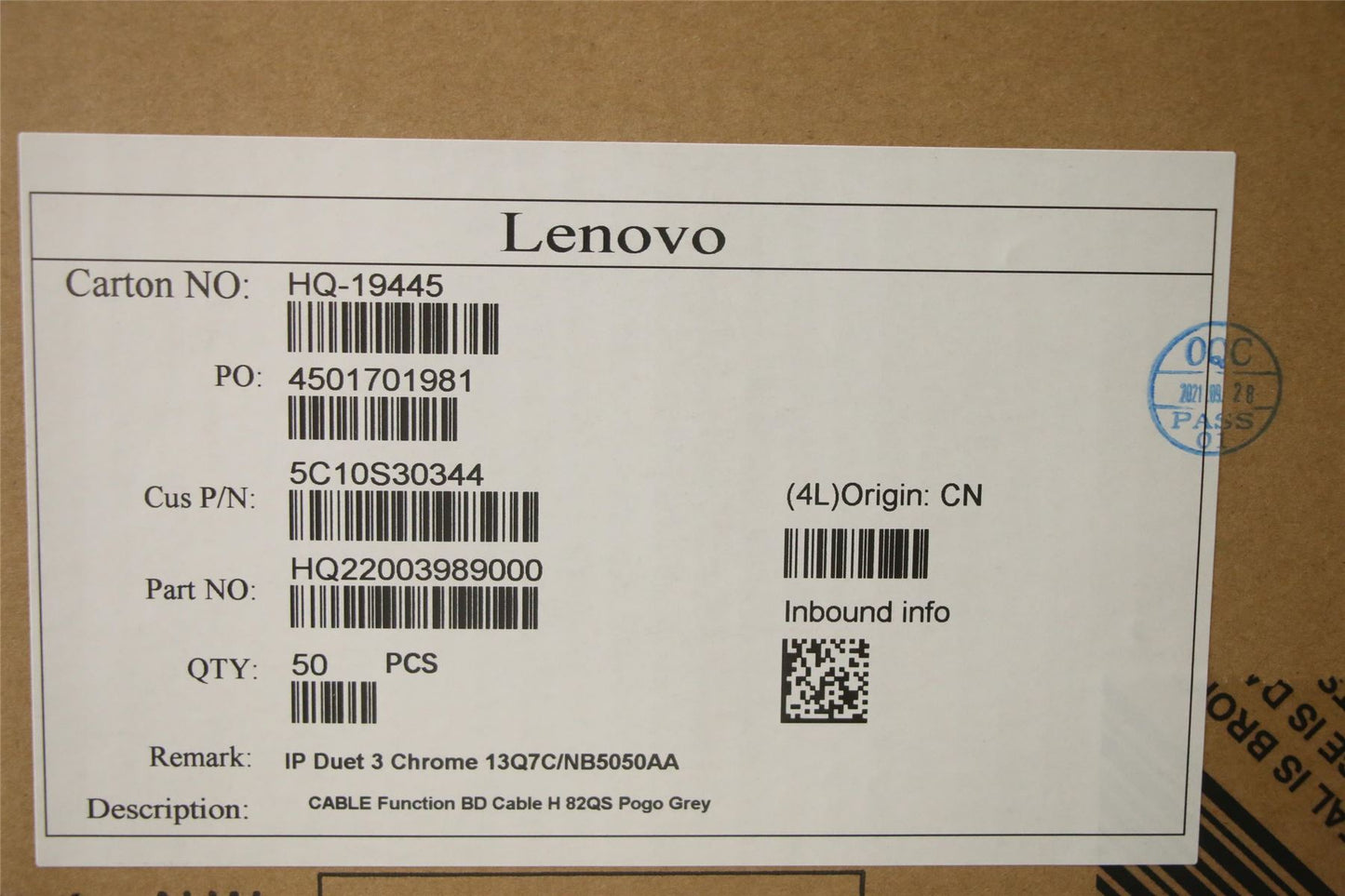 Lenovo Function BD Cable H 82QS Pogo Grey 5C10S30344