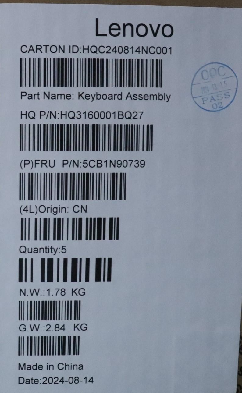 Lenovo Upper Case ASM SPA H 83E3 TT PST 5CB1N90739