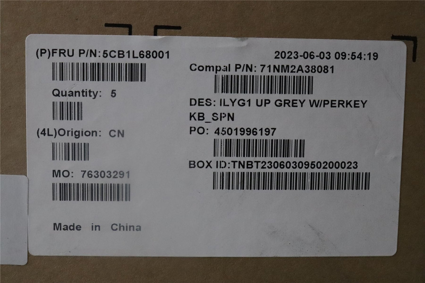 Lenovo Legion S7 16IRH8 Keyboard Palmrest Top Cover Spanish Grey 5CB1L68001