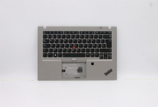 Lenovo ThinkPad T490s Keyboard Palmrest Top Cover Belgian Silver Backlit 02HM346