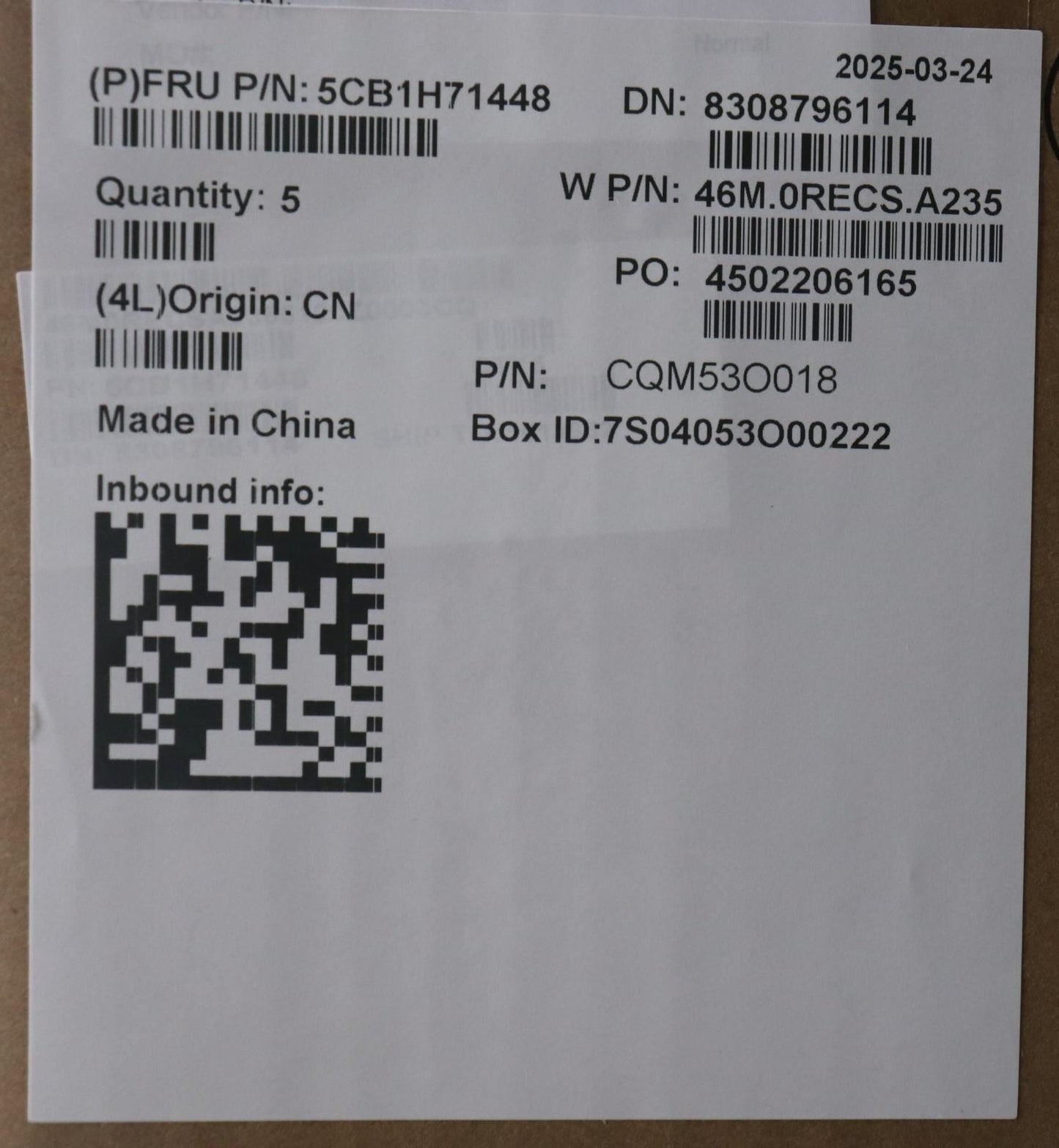 Lenovo Upper Case ASM_CZE/SLK W82R9 SG BL 5CB1H71448