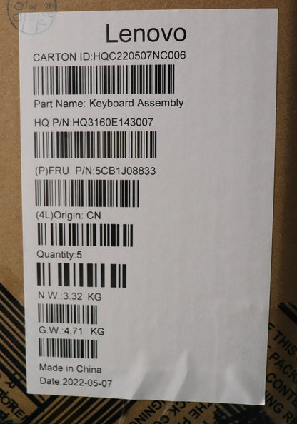 Lenovo IdeaPad 5 16ARH7 Palmrest Cover Touchpad Keyboard Nordic 5CB1J08833