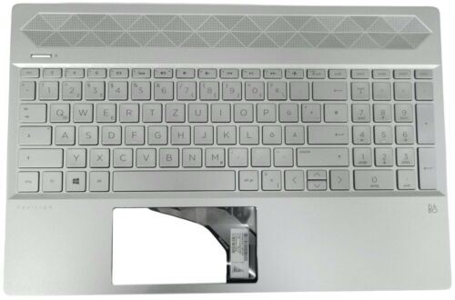 HP Pavilion 15-CW 15-CS Palmrest Cover Keyboard German Silver Backlit L24752-041