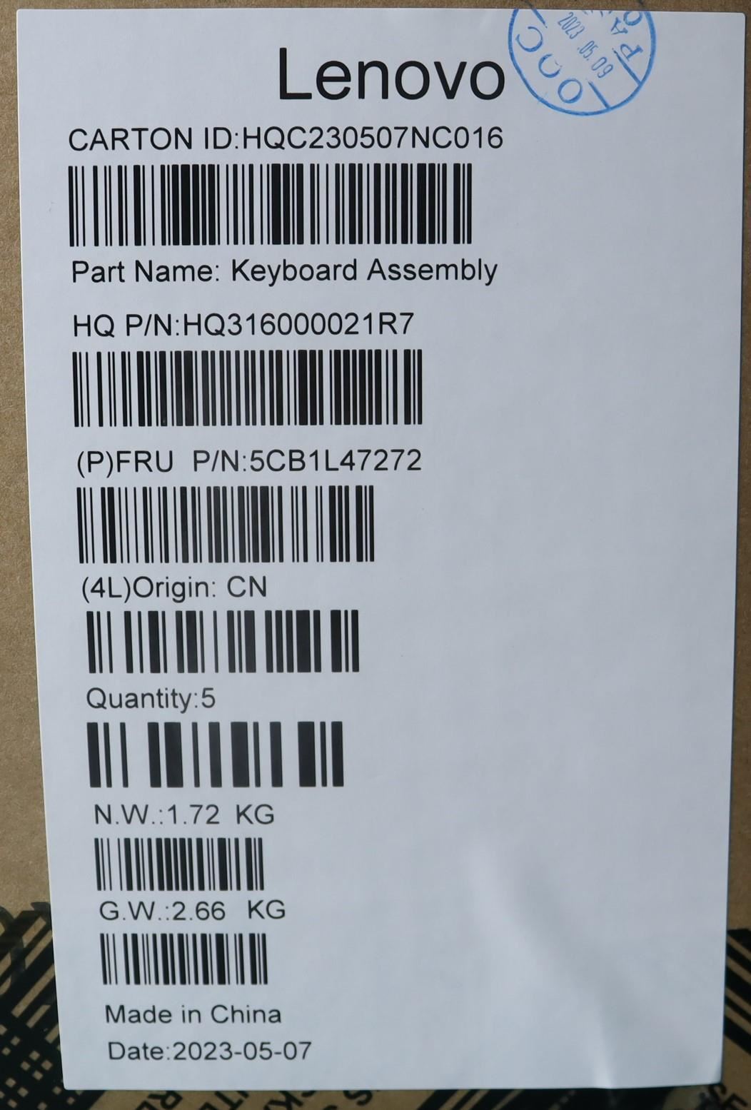 Lenovo Upper Case ASM_SPA H 82YM FP STGY 5CB1L47272