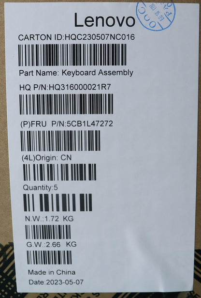 Lenovo Upper Case ASM_SPA H 82YM FP STGY 5CB1L47272