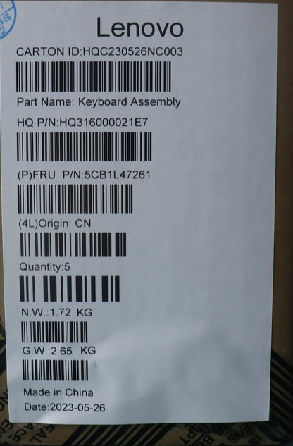 Lenovo Upper Case ASM_ITA H 82YM FP STGY 5CB1L47261