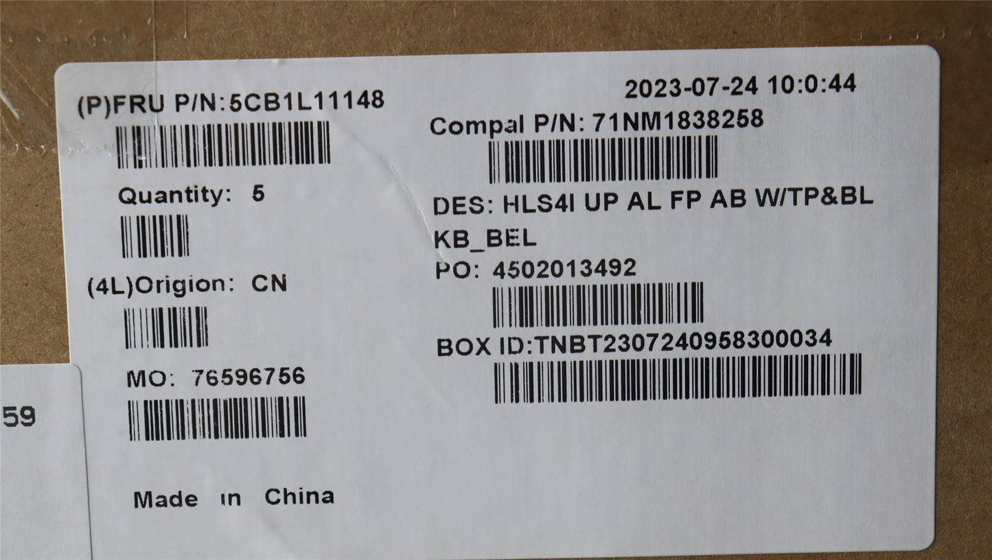 Lenovo UpperCase_BEL C82XD FP AB BL AL 5CB1L11148