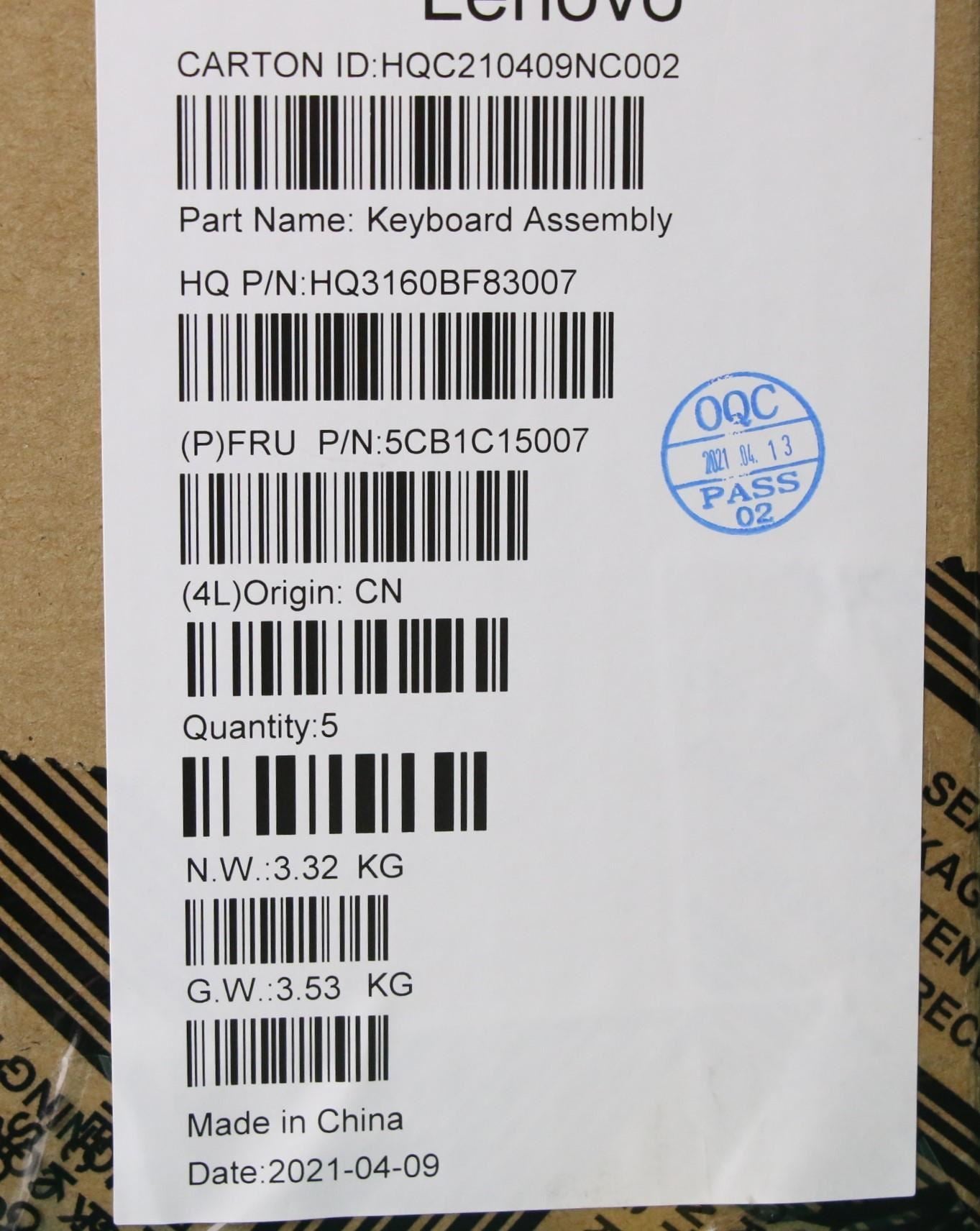 Lenovo Yoga 7-13ACN05 Palmrest Cover Keyboard UK Europe Silver 5CB1C15007