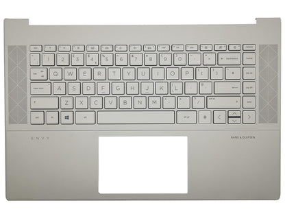 Genuine HP Envy 15-EP Palmrest Cover Keyboard UK Silver Backlit L97425-031