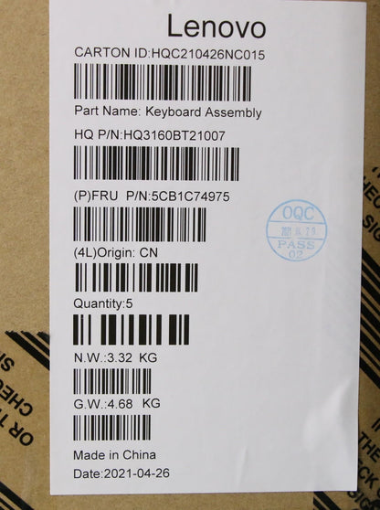 Lenovo IdeaPad 5 16ACH6 Palmrest Cover Touchpad Keyboard German Grey 5CB1C74975