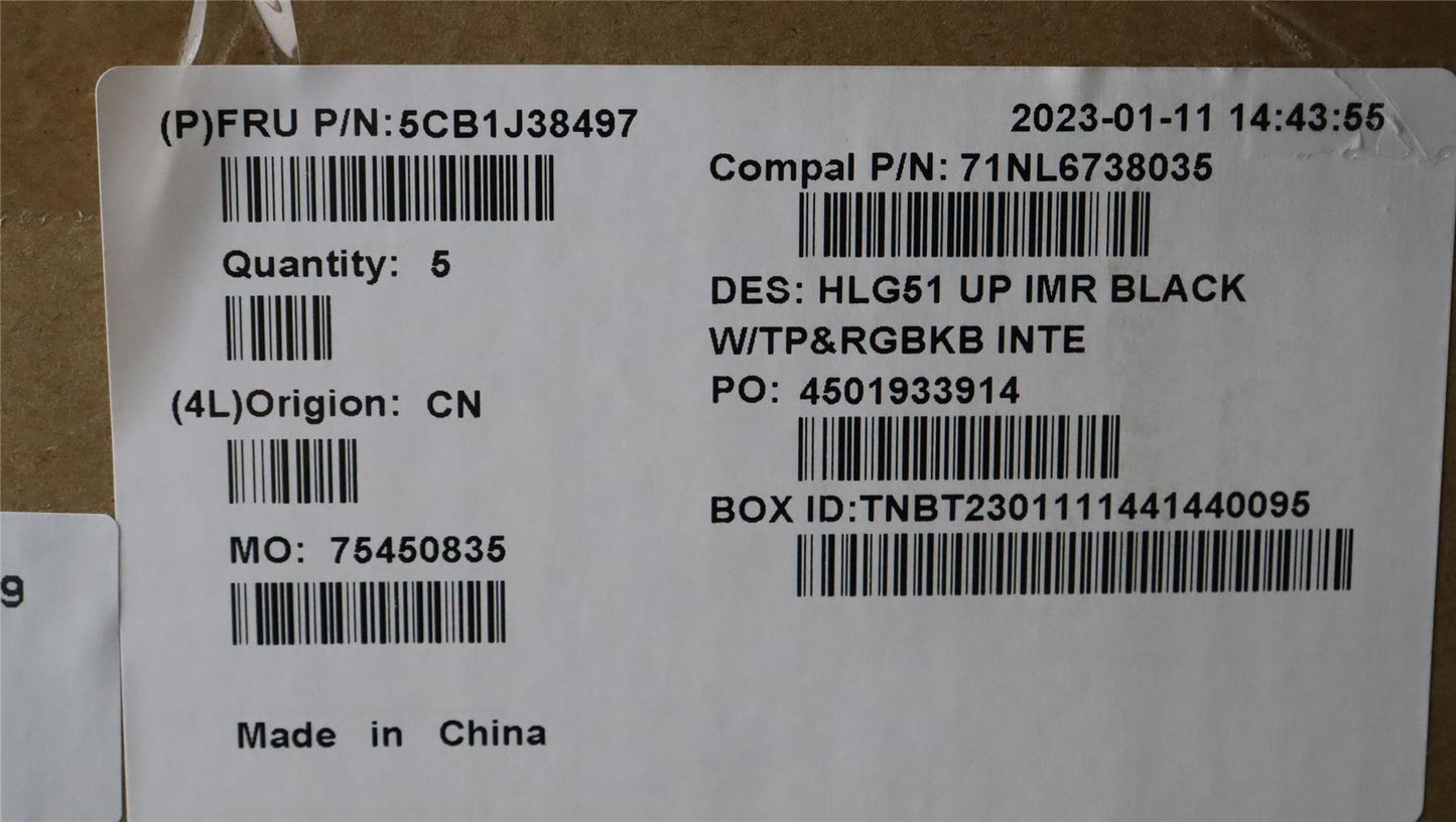 Lenovo UpperCaseASM_EUROENG C82SCRGB BLA 5CB1J38497
