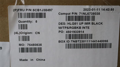 Lenovo UpperCaseASM_EUROENG C82SCRGB BLA 5CB1J38497