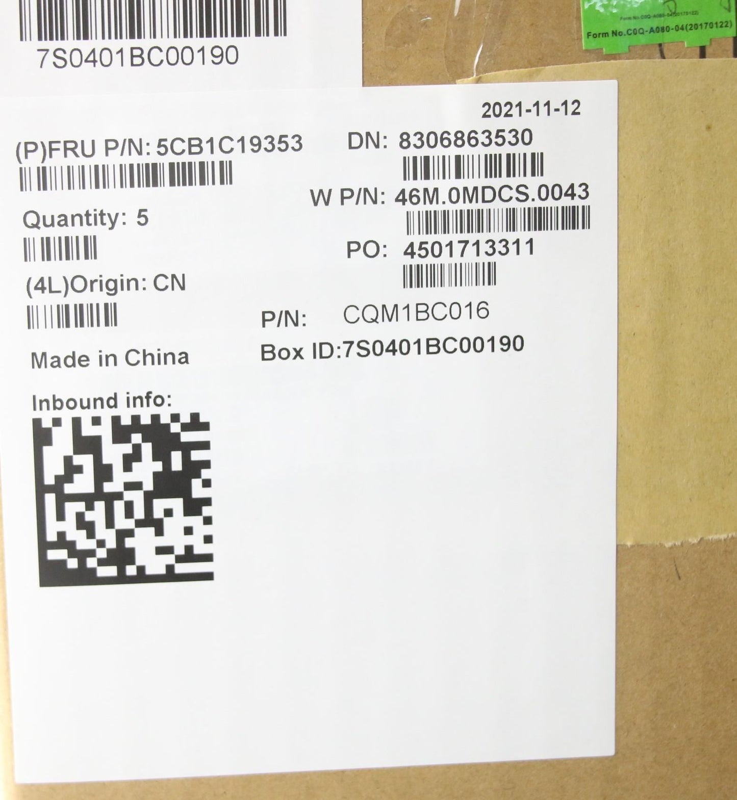 Lenovo Upper Case ASM_US W 82HU NFNB PG 5CB1C19353