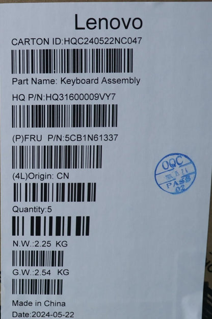 Lenovo Upper Case ASM_FRA H83DR LG GY 5CB1N61337