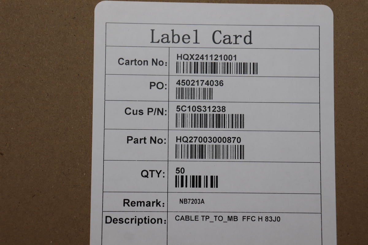 Lenovo TP_TO_MB H 83J0 FFC Cable 5C10S31238