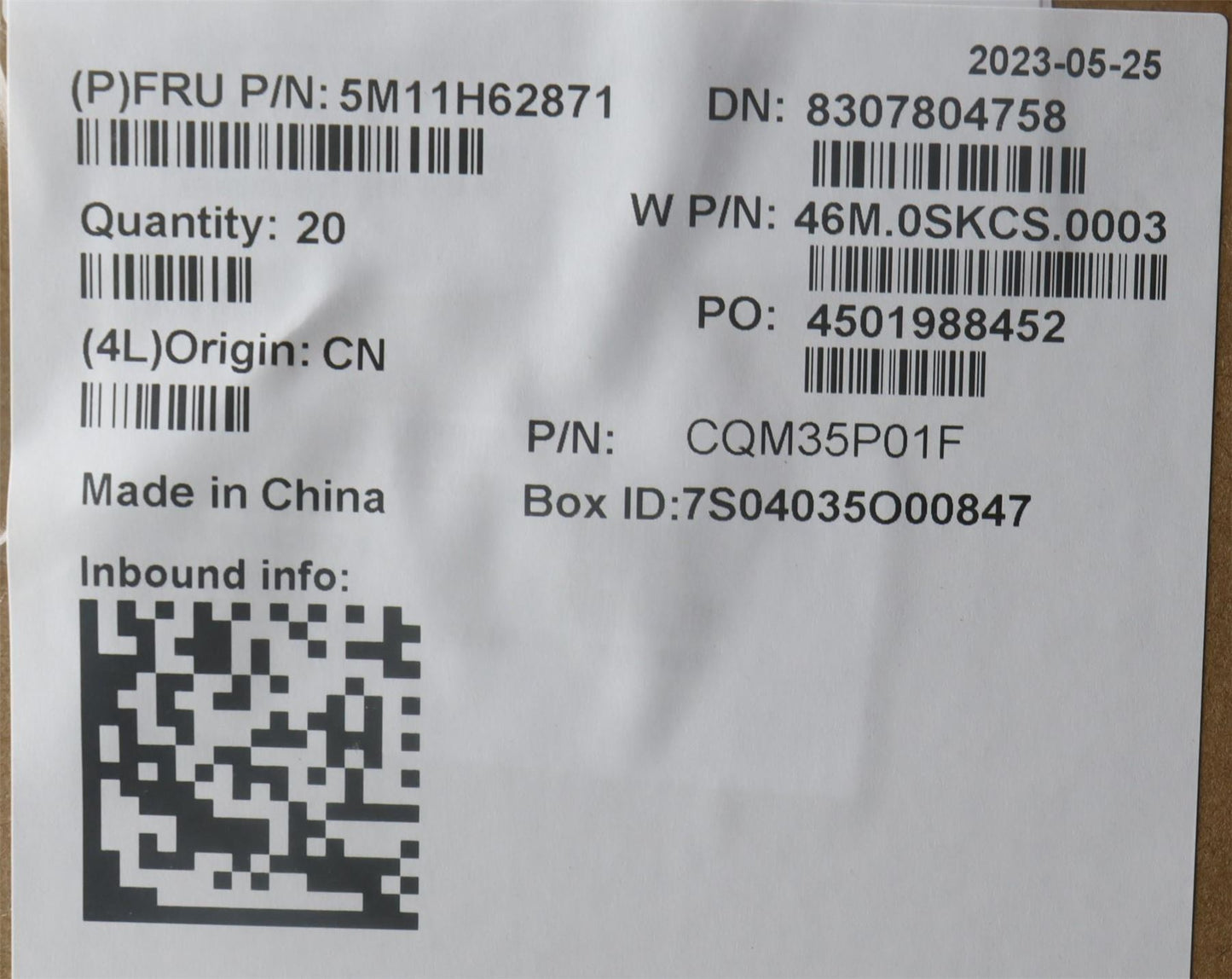 Lenovo MECH_ASM FR MECH_ASM A COVER CS 2.4T BK 5M11H62871