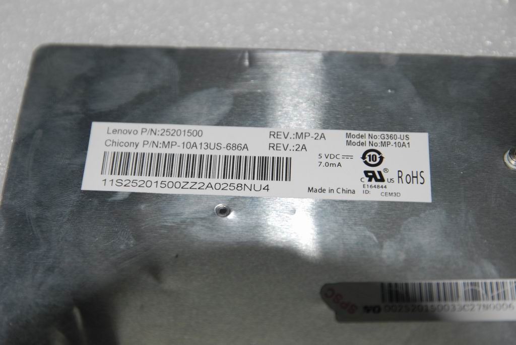 Lenovo CCYT2T 84KEY BlackKeyBlackF KBD US English Keyboard 25201500