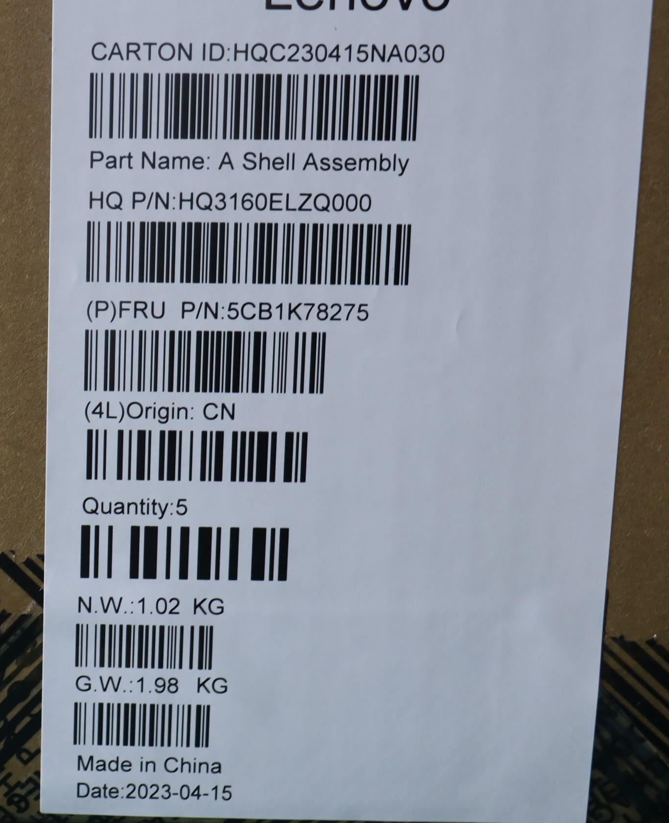 Lenovo LCD Cover H 82WV MG YG w/ant 5CB1K78275