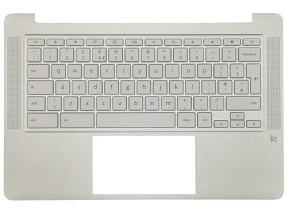 Genuine HP Chromebook 14A-NA Palmrest Cover Keyboard UK White L91515-031