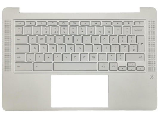 Genuine HP Chromebook 14A-NA Palmrest Cover Keyboard UK White L91515-031