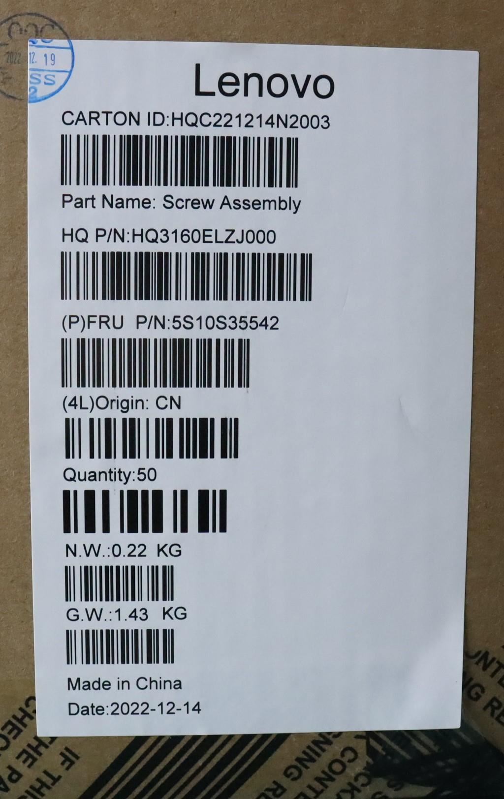 Lenovo SCREW Screw Pack H 82WV 5S10S35542
