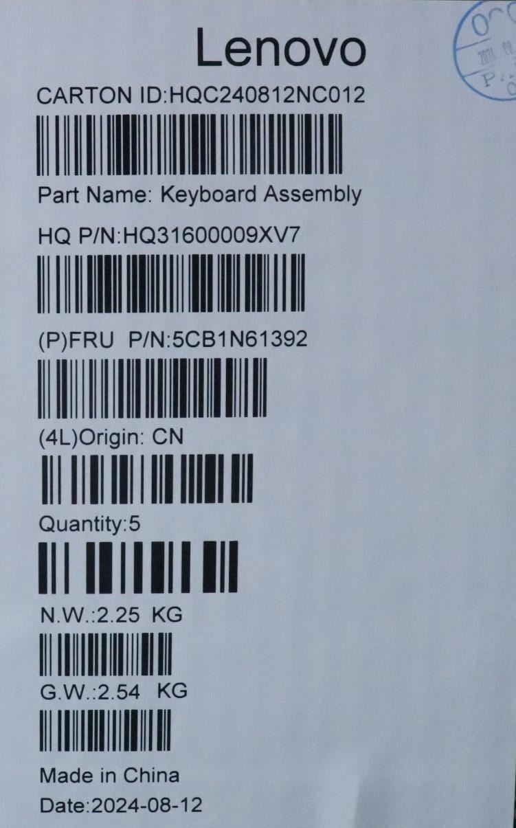 Lenovo Upper Case ASM_POR H83DR CB GY 5CB1N61392