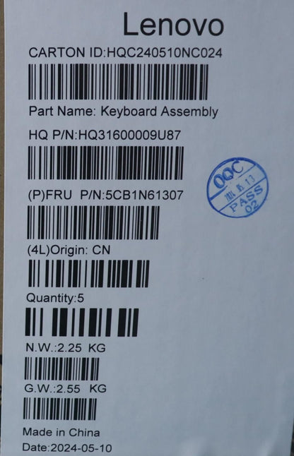 Lenovo Upper Case ASM_FRA H83DR LG STO GY 5CB1N61307