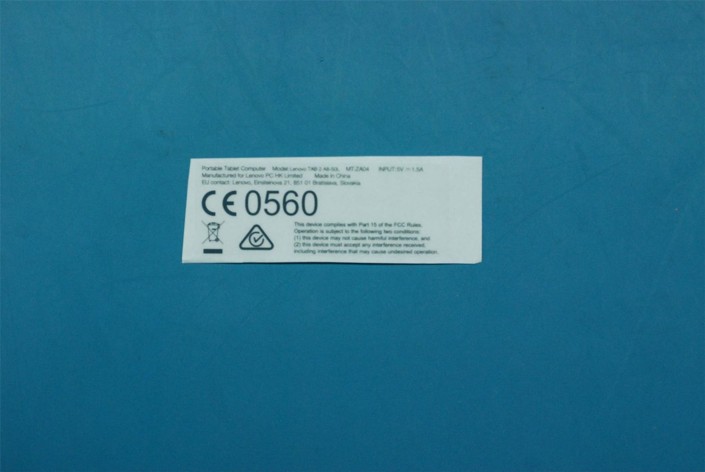 Lenovo A8-50L Rating label &*70152676 CS 5L18C02626