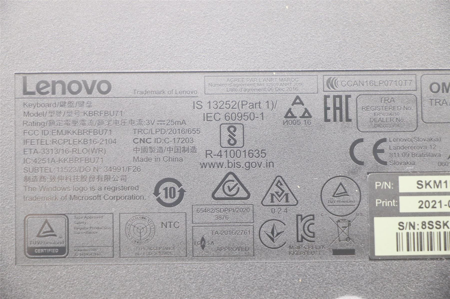 Lenovo WL KM Calliope BK LA SPA 5KM0U87657