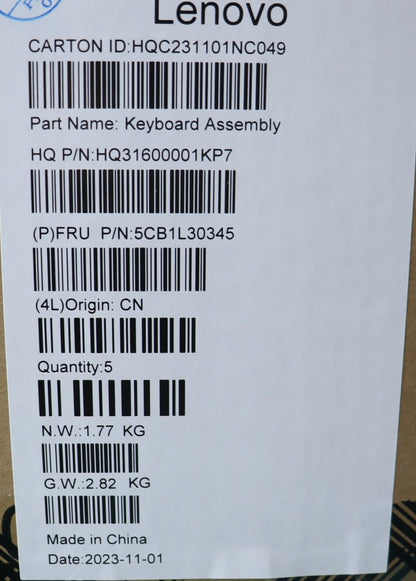 Lenovo Upper Case ASM_CZE H 82XJ CLGY 5CB1L30345